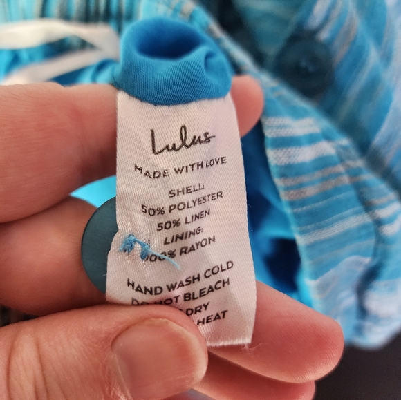 Lulu's Blue Gray Stripe Linen Skort Size Medium - Picture 7 of 8